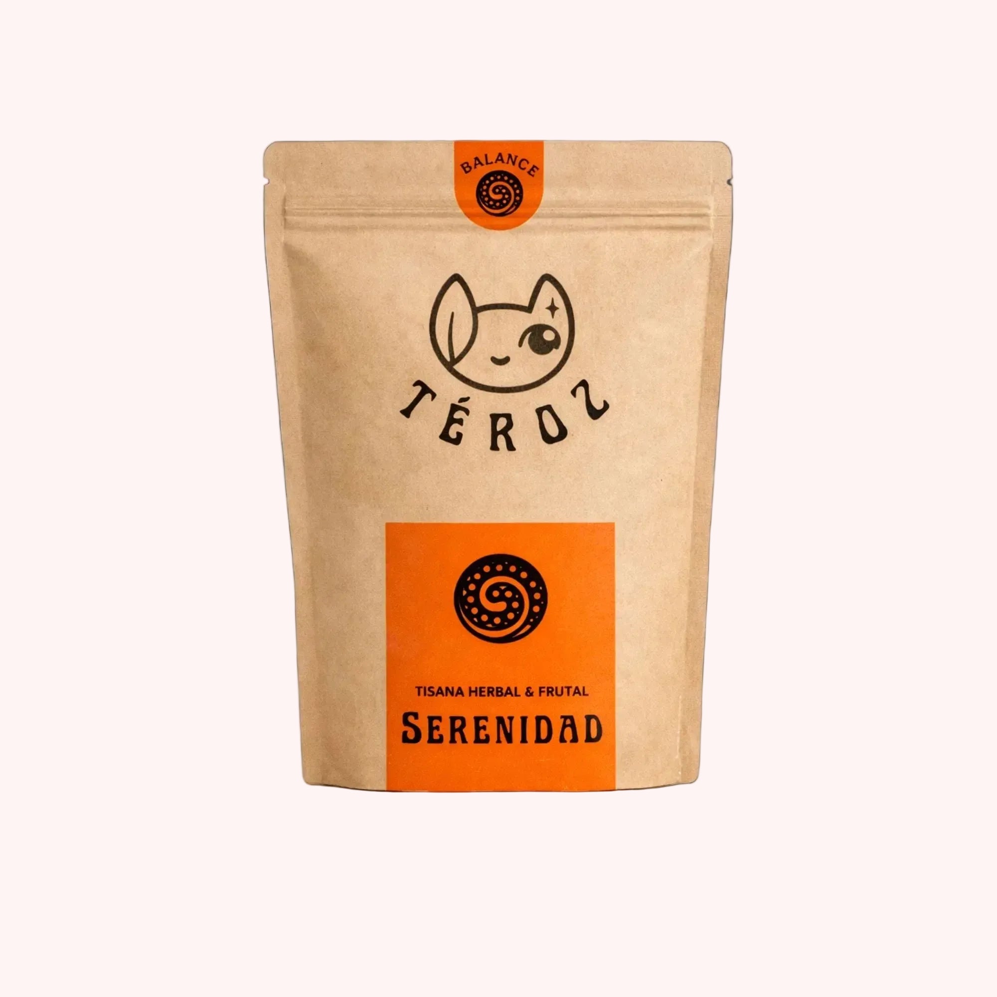 Bolsa kraft Serenidad de TÉROZ, tisana digestiva artesanal con hierbas naturales.